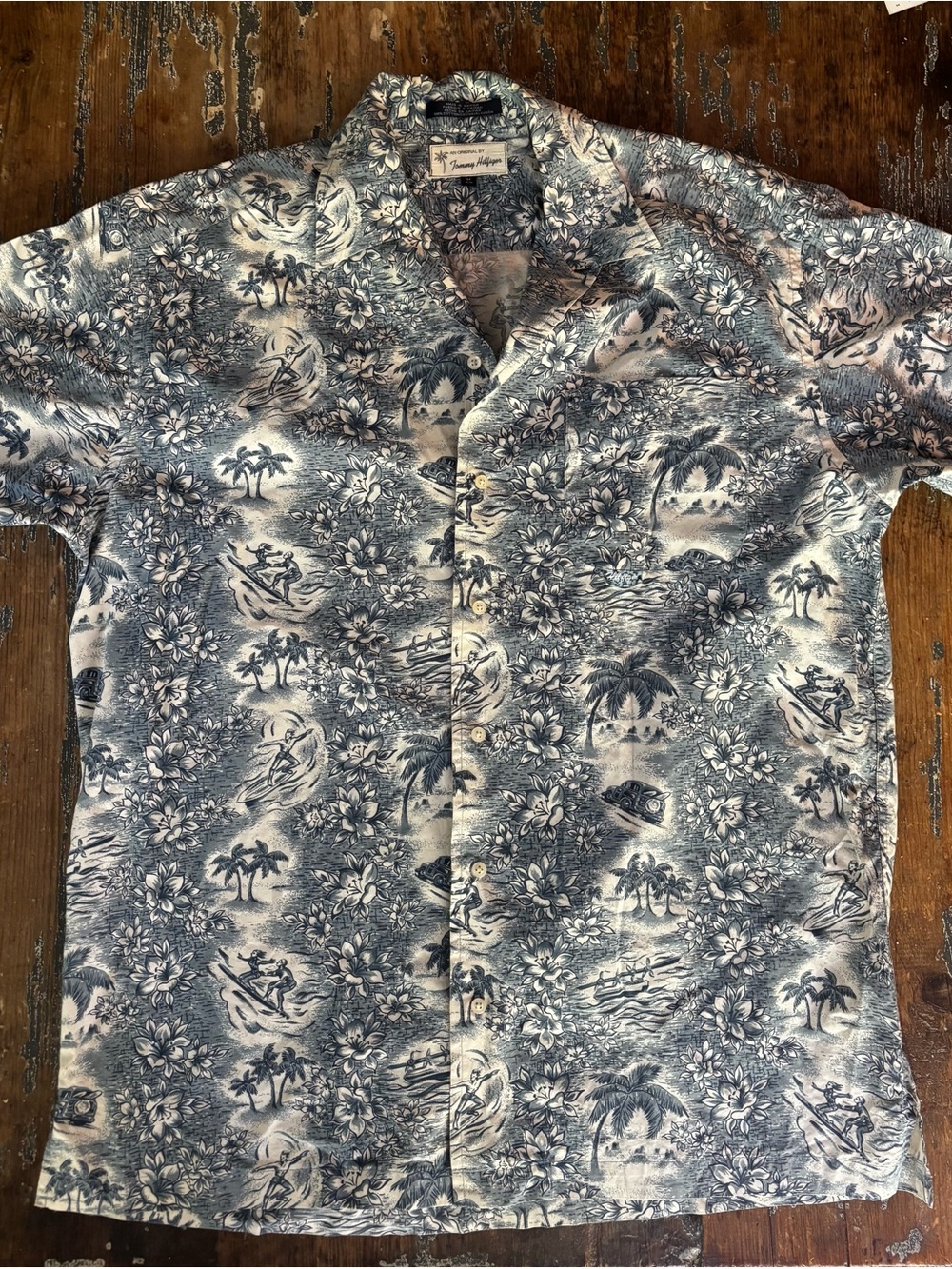 Men's Blue Floral Aloha  Short-Sleeve Hawaiian Shirt